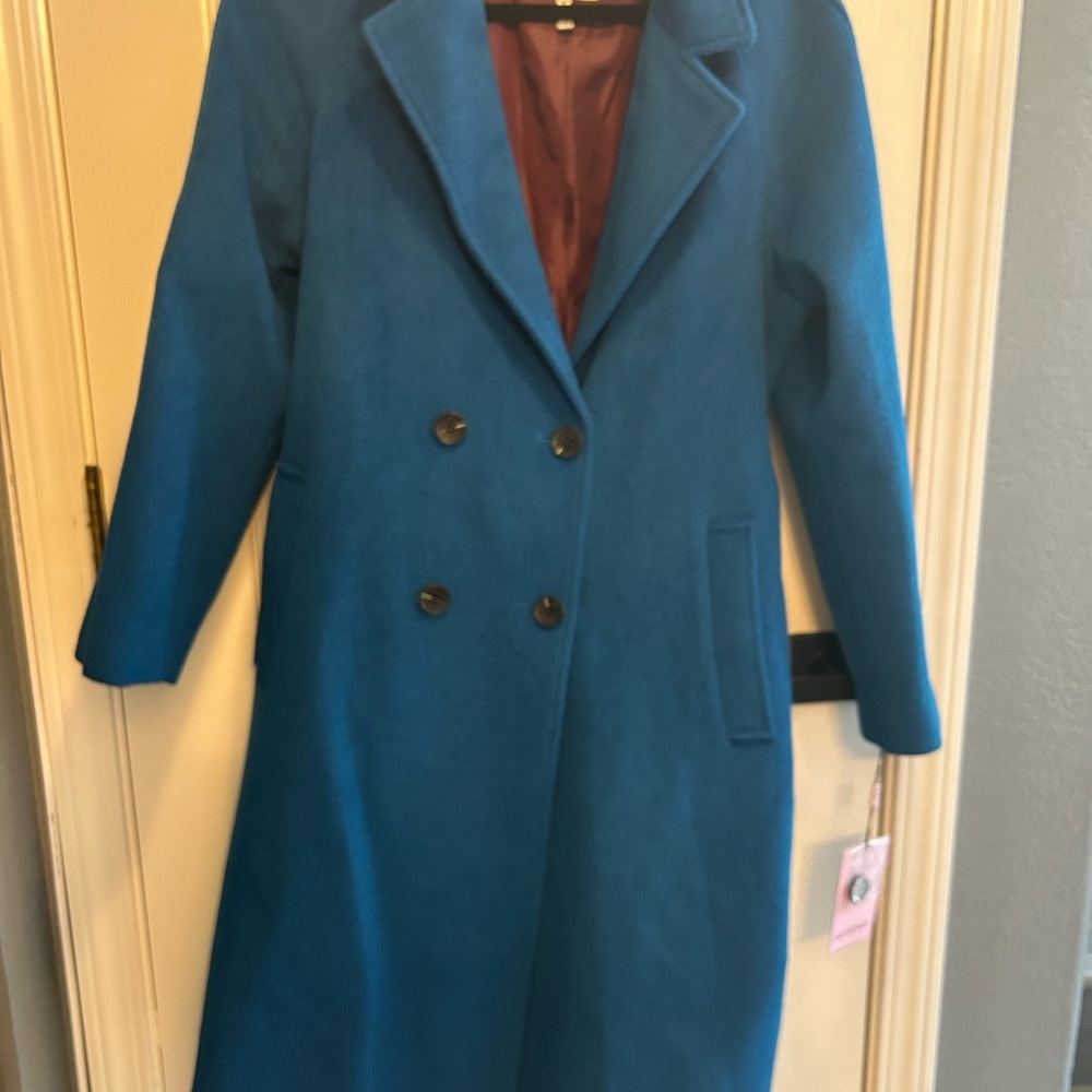 Avec Les Filles Blue Trench Coat with Classic Design